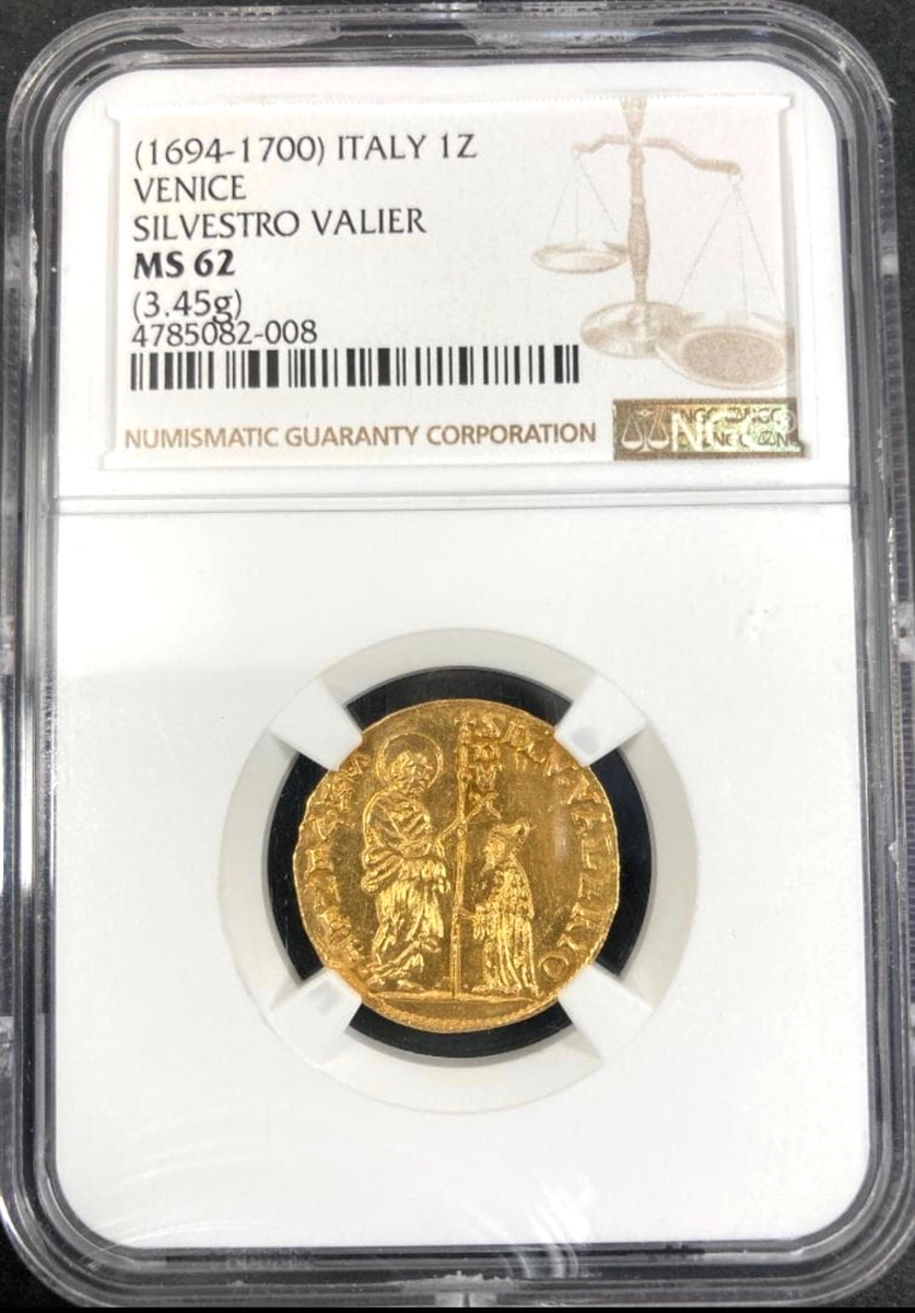1694–1700 Venice ?? Gold Zecchino 1Z MS62 NGC Historic Ducat 