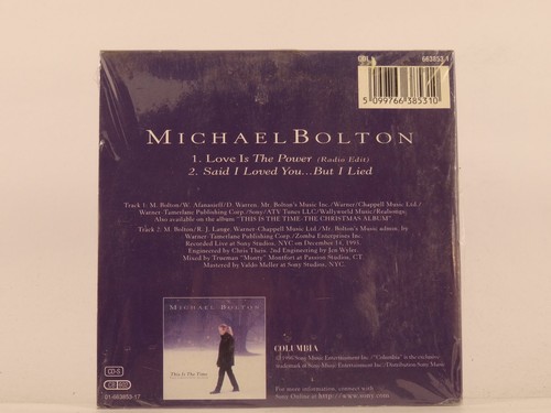 MICHAEL BOLTON LOVE IS THE POWER (L43) 2 Track Promo CD Single including Card Sl - Zdjęcie 2 z 8