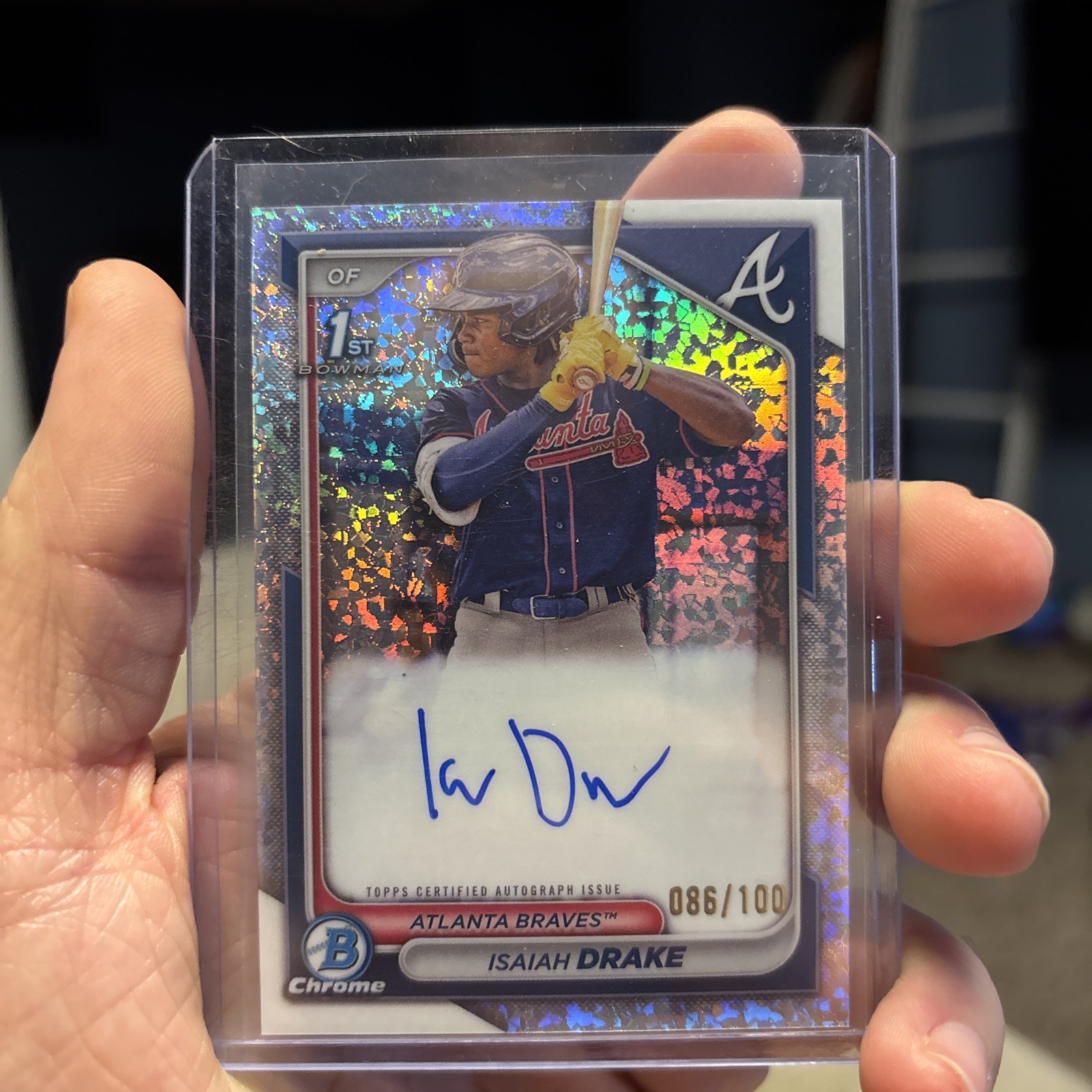 2024 Bowman Chrome 1st Auto /100 Mini Diamond Isaiah Drake #CPA-ID