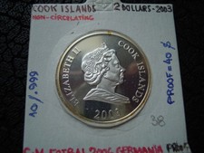 WYSPY KUCHARSKIE 2 DOLARY 2003 SREBRNA MONETA UNC. BRAK ŁĄCZONY WYSYŁKA DO USA !