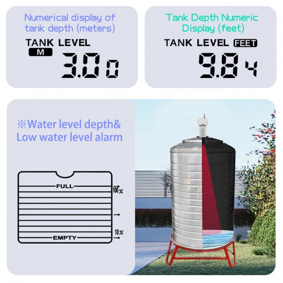 Ultrasonic Water Tank Liquid Meter Time Display Multifunctional Liquid Gauge - Image 4 of 4