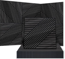 Woven Sound Acoustic Wall Panels Black Oak 8 Pack 23.6x23.6 Inches Noise