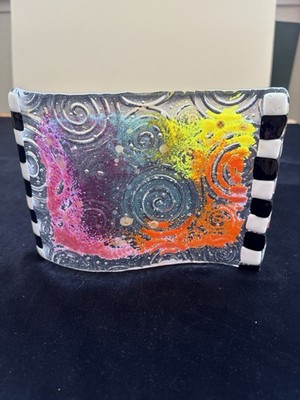 Circle of Happiness  Handmade Fused Art Glass Wave Original 8 x5.5 Freestanding