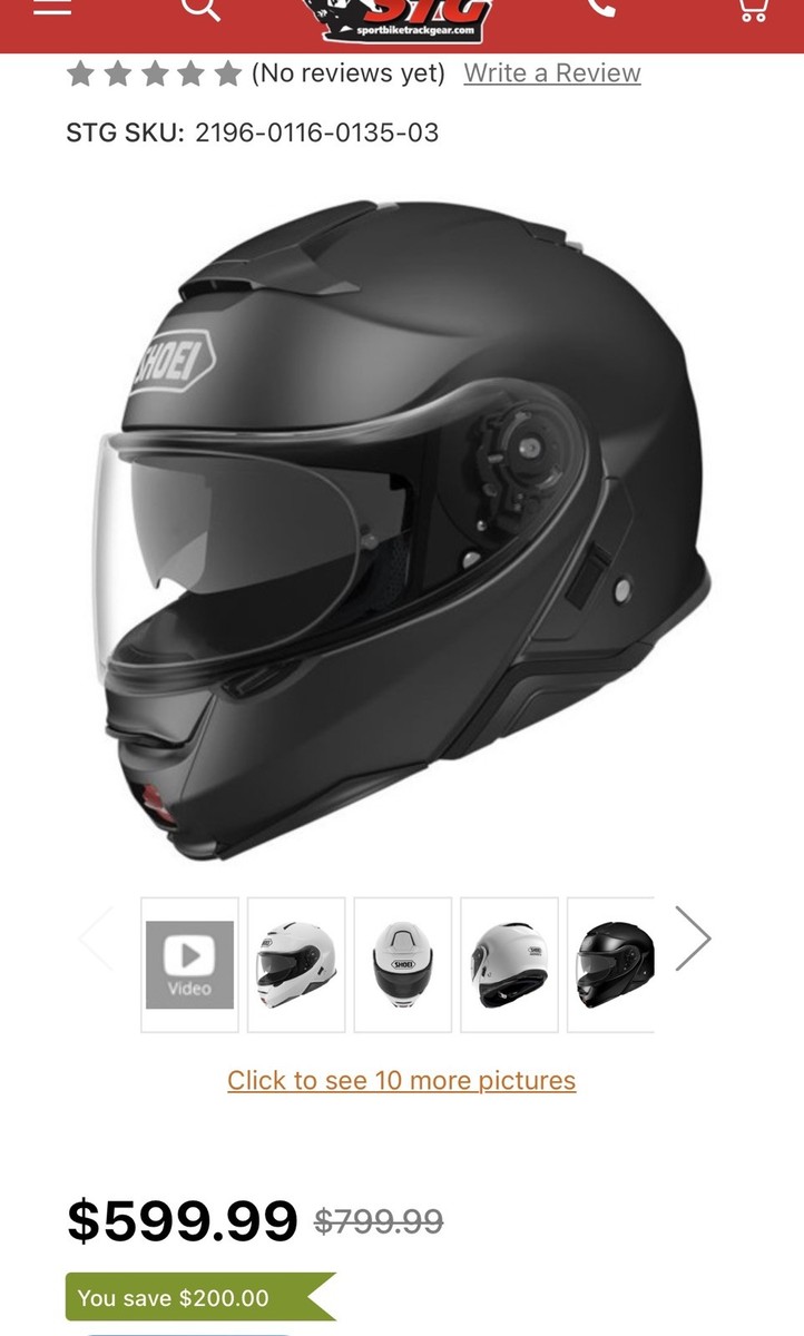 Shoei 116013508 Neotec II 2X-Large Matte Black Modular Helmet for