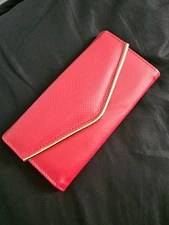 Red envelope-style Wallet with gold metallic trim