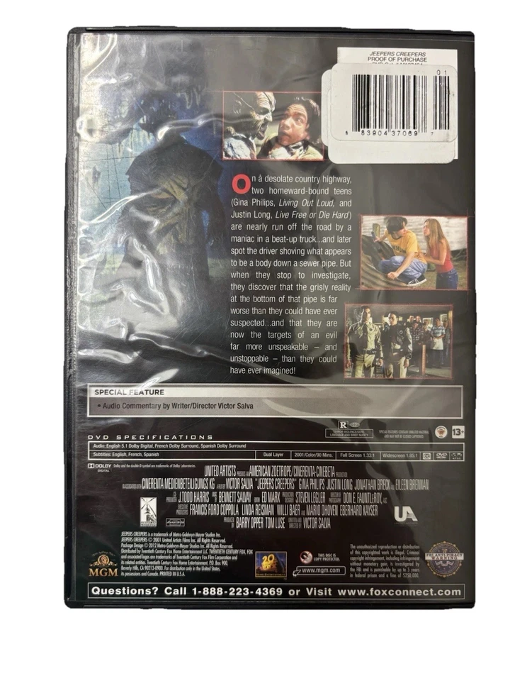 Jeepers Creepers DVD Horror Special Edition w/ Slipcover & Coloring Booklet - Imagem 2 de 4