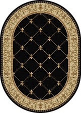 2x10 Black Swirls Lines Diamonds Bordered Runner SNS4883 - Aprx 2' 3" x 10'