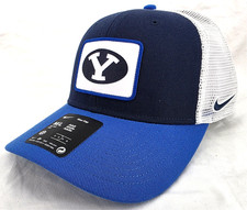 NEW Brigham Young BYU Cougars Nike Rise Blue Snapback Trucker Cap Hat Adult M/L