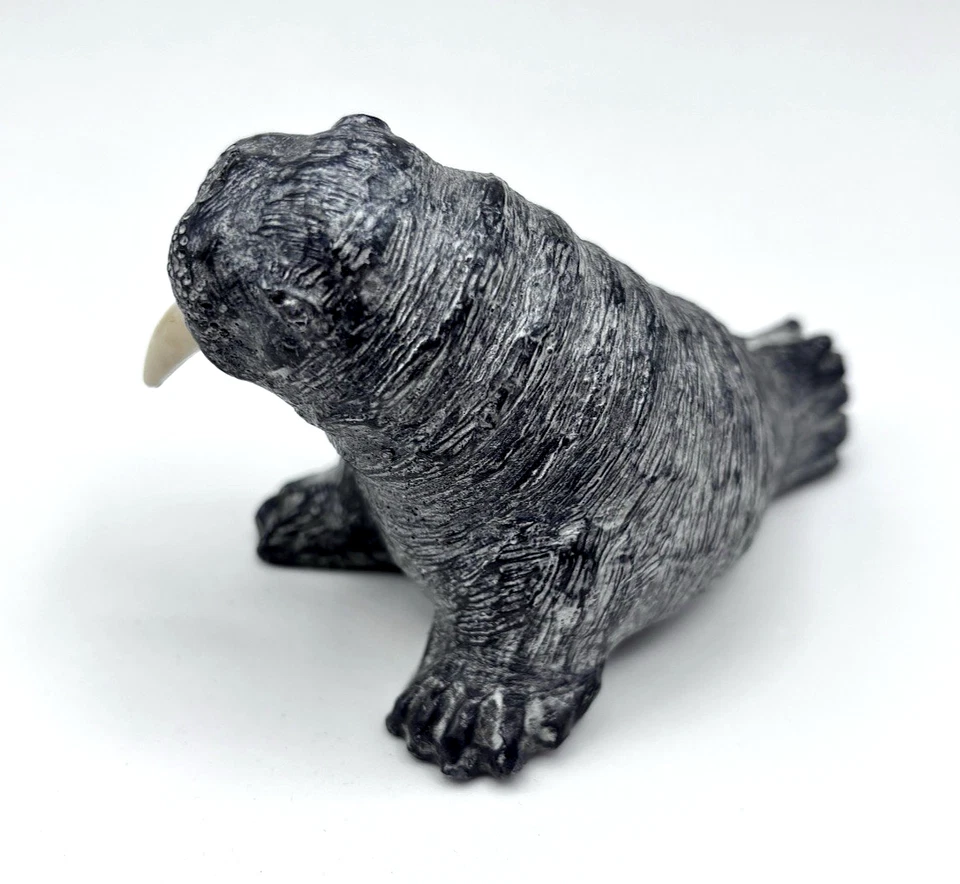 De Colección Lobo Original Morsa Escultura 4.5" Inuit y Primeras Naciones Arte Canadá Foto 4 de 4