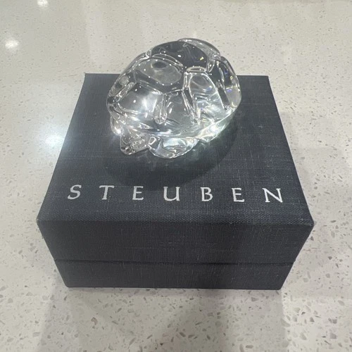 Vintage STEUBEN Crystal Glass TURTLE Figurine HAND COOLER or Paper Weight
