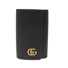 Authentic Gucci Black Leather GG Marmont 6 Ring Key Case Wallet 435305 New