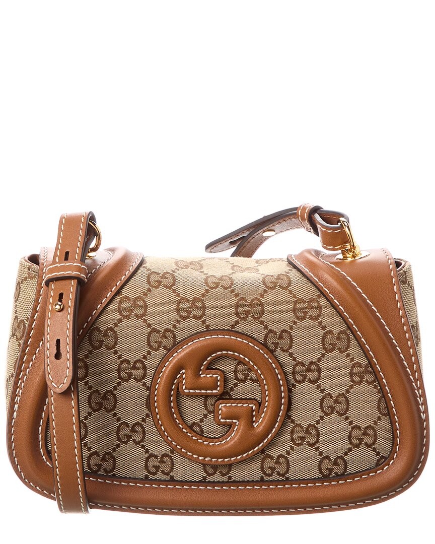 Gucci Blondie Mini Gg Canvas & Leather Shoulder Bag Women's Brown