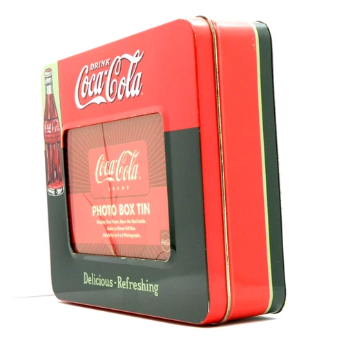 Coca-Cola Photo Display Box & Storage Tin 4" X 6" Picture Holder Vtg READ