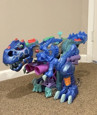 Fisher-Price Imaginext Ultra Ice Blue T-Rex Dinosaur  Sounds & Lights W/ Accs