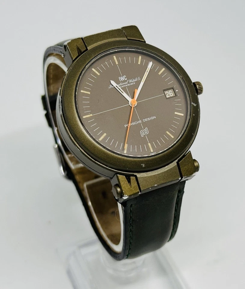 Rare Vintage IWC IW3510 Porsche Design Compass Automatic Olive Green Swiss Watch - Bild 4 von 4