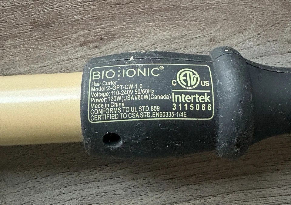 Bio Ionic GOLD PRO STYLING WAND - Model Z-GPT-CW-1.0 1 In Curling Iron WORKS! - Image 3 of 3