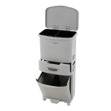 36/45L Kitchen Recycling Bin w/ Lid Wet Dry Separation Waste Bin 2-3 Compartment