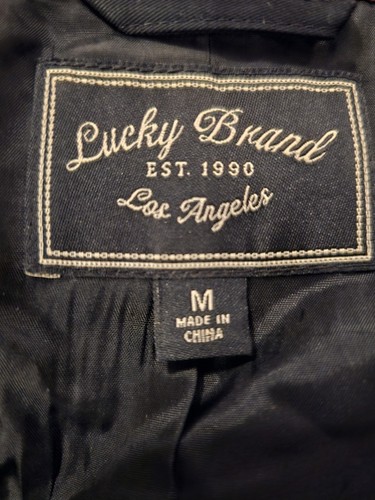 Lucky Brand Womens Medium Jacket Blazer 4 Pockets Zip Close Collared Red & Black - Picture 11 of 16