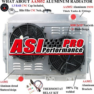 3 Row Radiator Shroud&Fan&Relay for AMC Rambler/Javelin AMX/SST/DPL V8 1958-74
