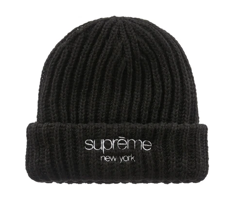 ?️ Bonnet noir côtelé épais logo Supreme Classic neuf LIVRAISON GRATUITE ?