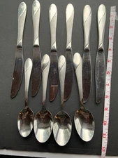 Cambridge Flatware Stainless Steel 10 PCS Swirl Sand Satin 6 Knives 3 Tbs 1 Tsp