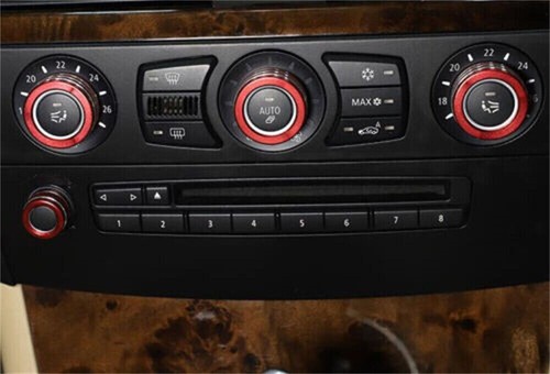 4×Red Alloy Air Conditioner Switch Knob Ring Trim For BMW 5 Series E60 2008-2010 - Foto 7 di 12