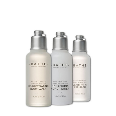BULK 75 Pack Bathe Mini Shampoo, Conditioner & Body Wash  | Bnb Supplies