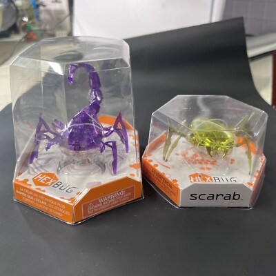 New HEXBUG Scorpion Mechanicals Lot Of 2 Scorpion And Scarab Yellow And Purple