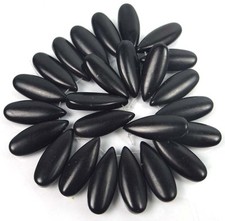 25 Black Howlite Turquoise Briolette Teardrop Beads 25x10mm