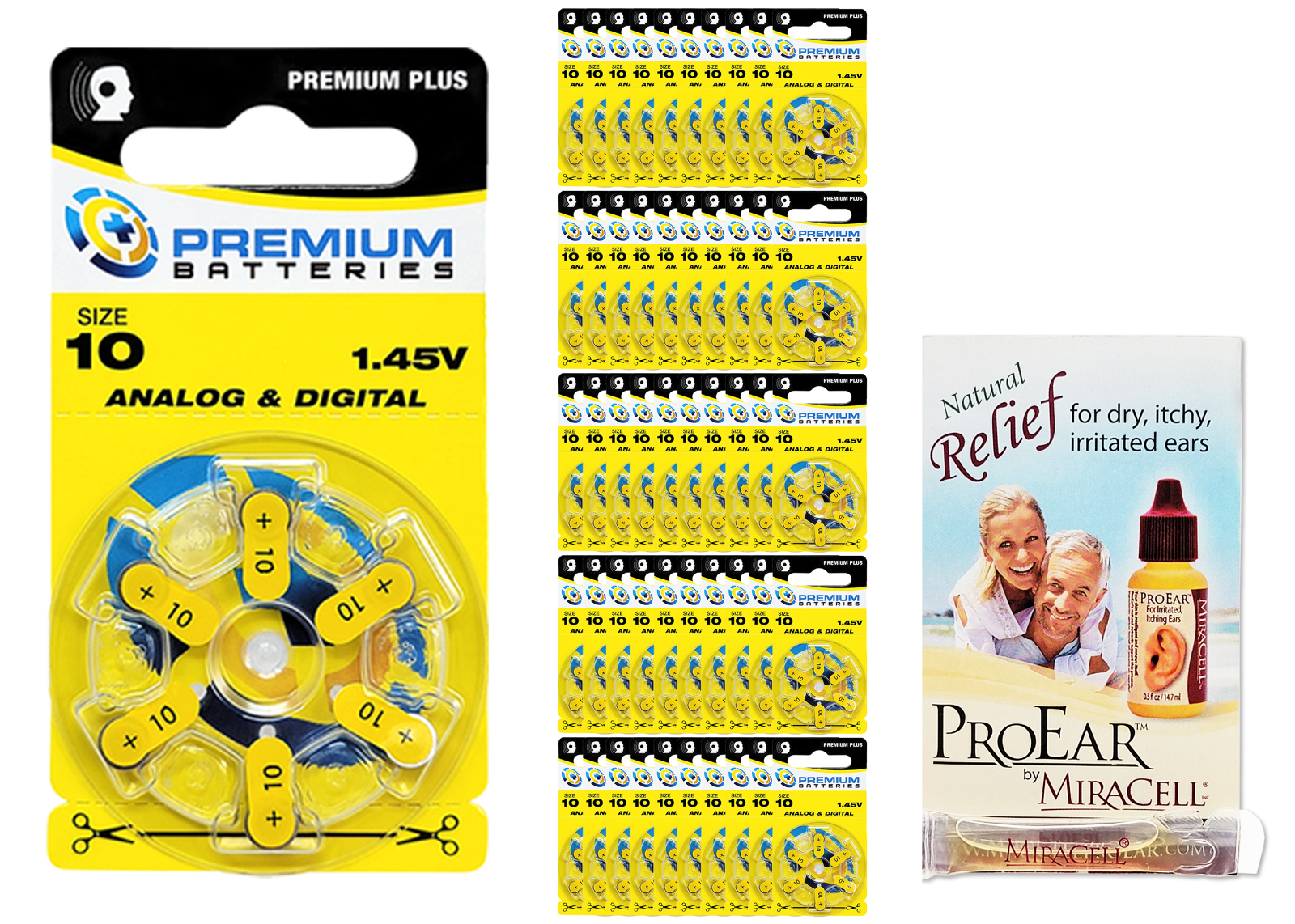Premium Batteries Size 10 1.45V Hearing Aid Batteries (300 Pack) +Miracell Bonus-image