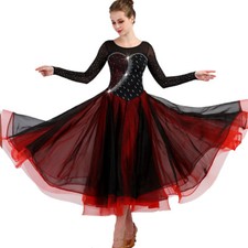 NEW Latin Ballroom Dance Dress Modern Salsa Waltz Standard Long Dress F322