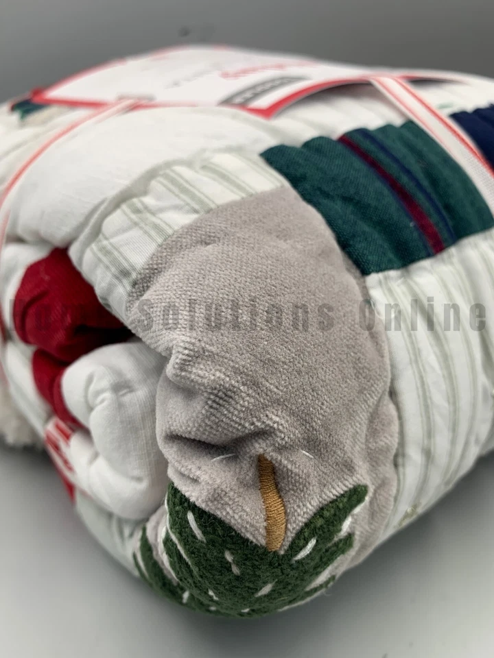 Pottery Barn Kids Heritage Black Santa Cotton Quilt Multi Toddler 36 x 50 #R99 - Image 4 of 4