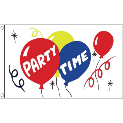 Party Time Luftballons Geburtstag Flagge Hand wehen Fahnen Wimpel Party Scrunchie