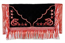 Western Barrel Show Rodeo Style Saddle Pad With Matching Fringes-Red/Black