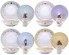 16 Piece Disney Princess Porcelain Ceramic Gold Detail Dinnerware Plate Bowl Cup