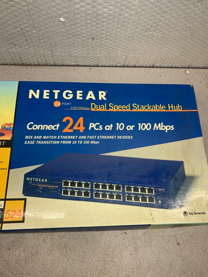 NEW IN BOX NETGEAR DUAL SPEED STACKABLE HUB DS524 - Image 3 of 4