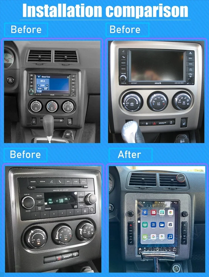 10.4" Car Radio For Dodge Challenger Tesla Multimediagps Wifi Stereo Navigation - Изображение 2 из 4