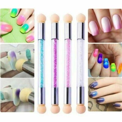 Nail Art Schwamm Glitzer Pulver Auswahl Punkte Farbverlauf Stift Pinsel 2 Wege Zum Selbermachen Werkzeug
