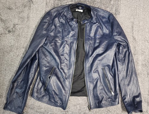 LA MARTINA Luxury Blue Ovine Leather Jacket Size XL Made in Italy Model:KLM001 - Picture 3 of 19