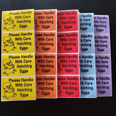 500 Handle with care Hatching Eggs sticker shipping labels 2'' x 3'' U pick Color 