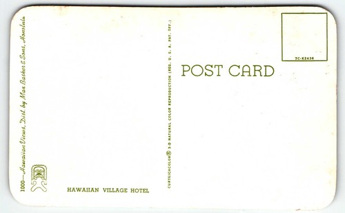 Hawaiian Village Hotel Postcard Honolulu Oahu Hawaii HI UNP - Picture 2 of 2