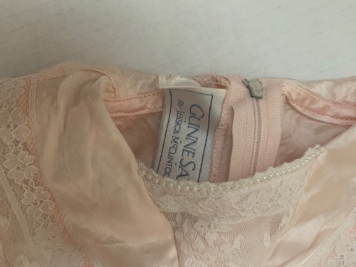 Vintage Gunne Sax Girls Lace Satin Dress Size Girls 2T Jessica McClintock 80s - Picture 4 of 11