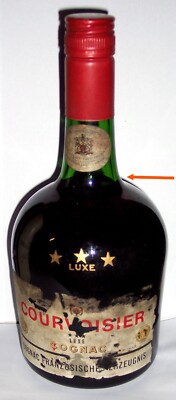 Cognac Courvoisier Luxe (3 Sterne); 40%; 0,7l; abgefüllt in den 1970er Jahren