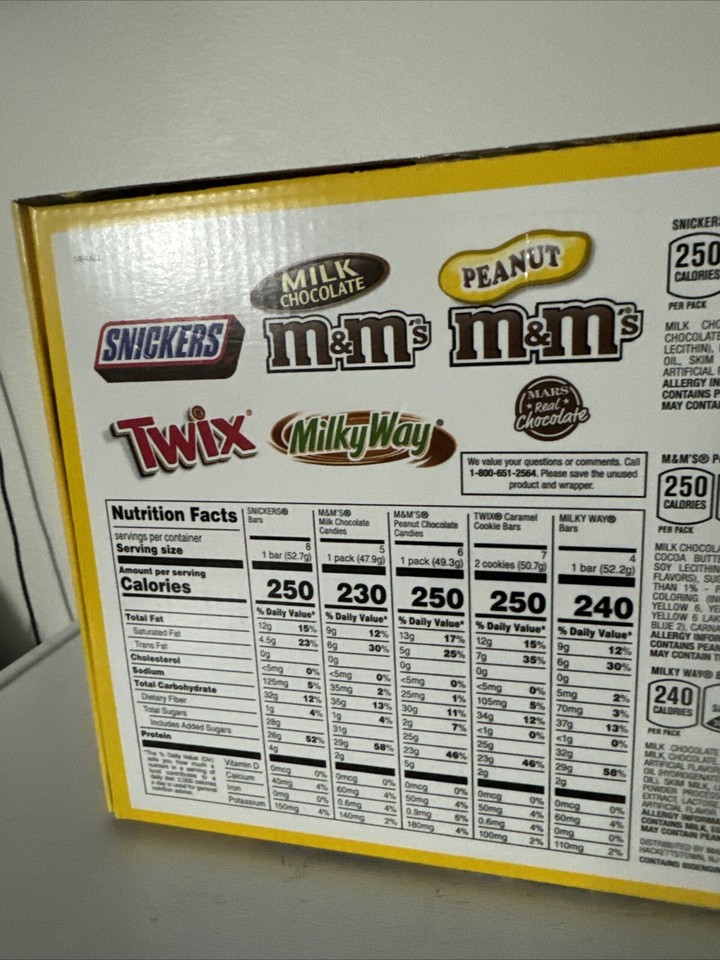 30 Mars FULL SIZE Candy Bars Snickers, M&M's Peanuts, Twix, Milky Way