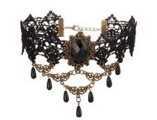 Gothic Victorian Cosplay Punk Fabric Choker - Black Style 1 