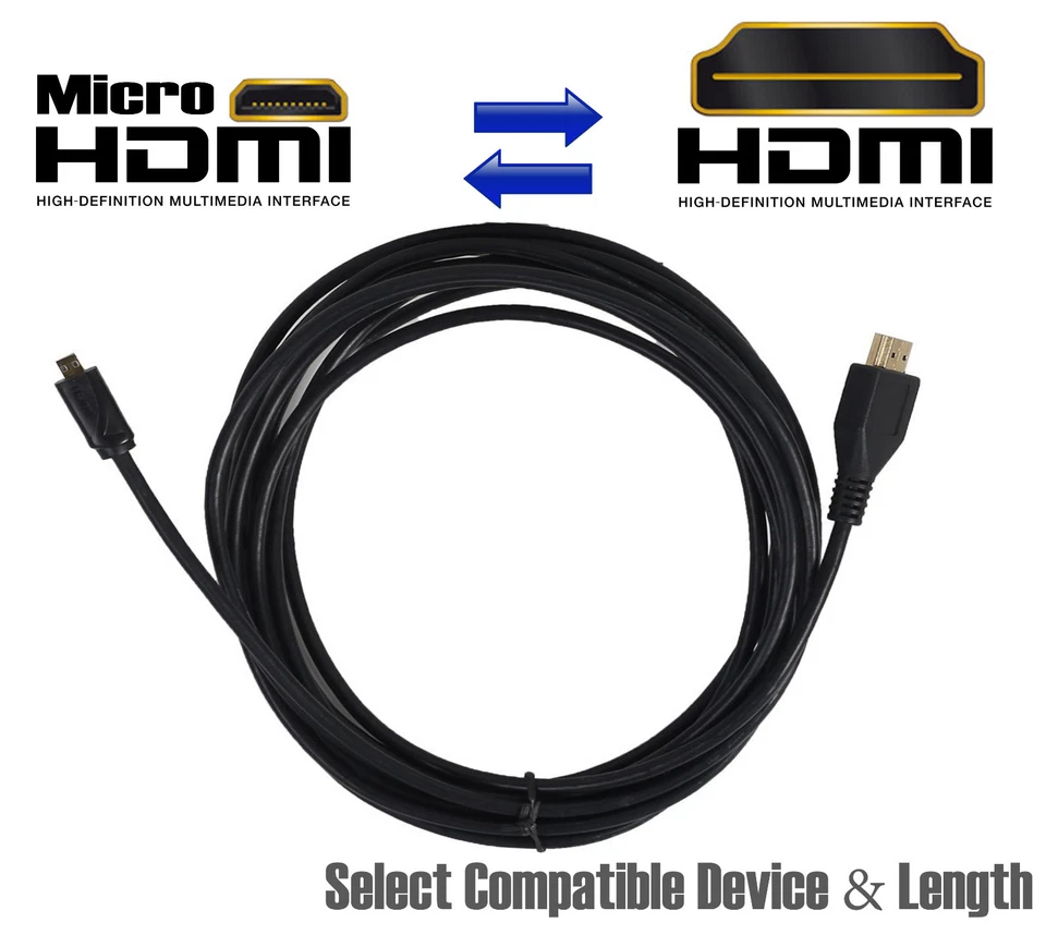 Gold Plated Micro HDMI to HDMI Cable for Laptop Notebook Tablet to HD UHD 4K TV - Image 3 of 4