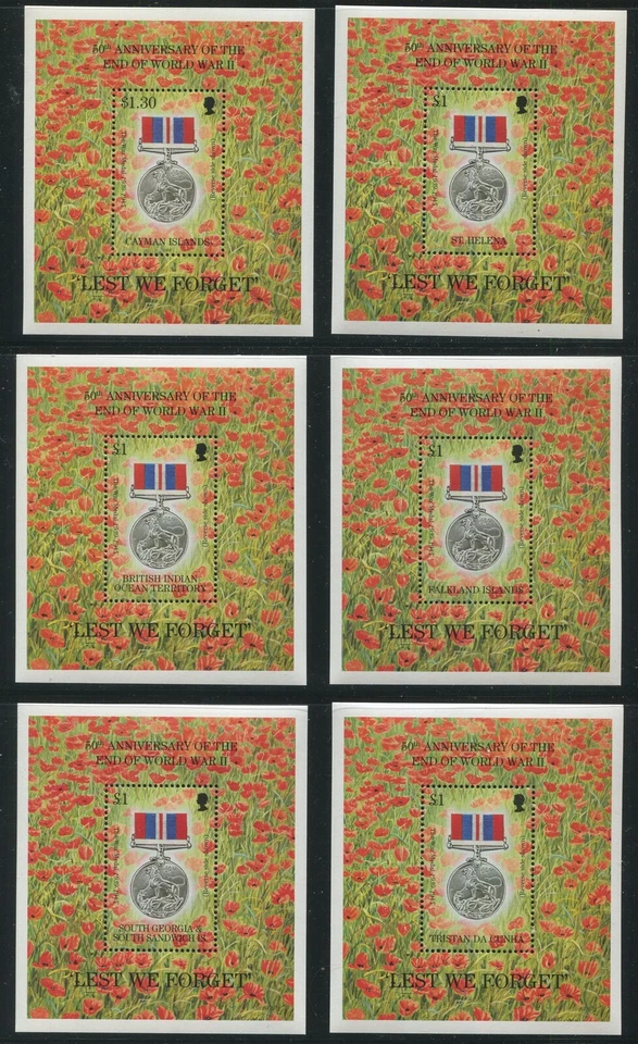 Lote de 15 hojas de recuerdo fin de la Segunda Guerra Mundial, 50 aniversario como nuevas Foto 2 de 2