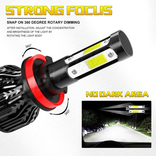 4-Sides H11 LED Headlight Kit Low Beam Bulbs Super Bright 6500K White 380000LM - Picture 2 of 11