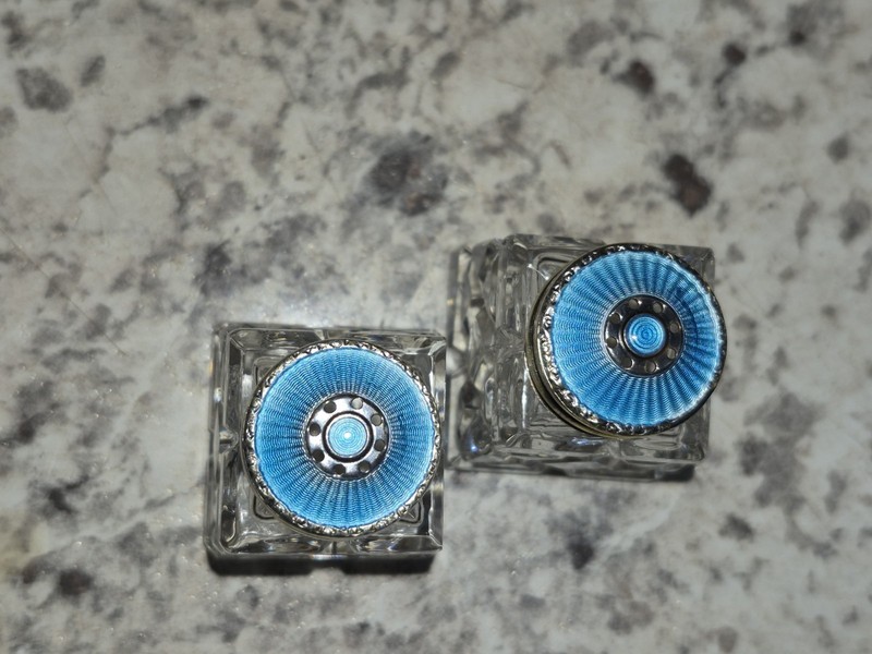 DAVID ANDERSON CUT CRYSTAL GUILLOCHE ENAMEL & STERLING LIDS NORWAY SO PRETTY 😍 