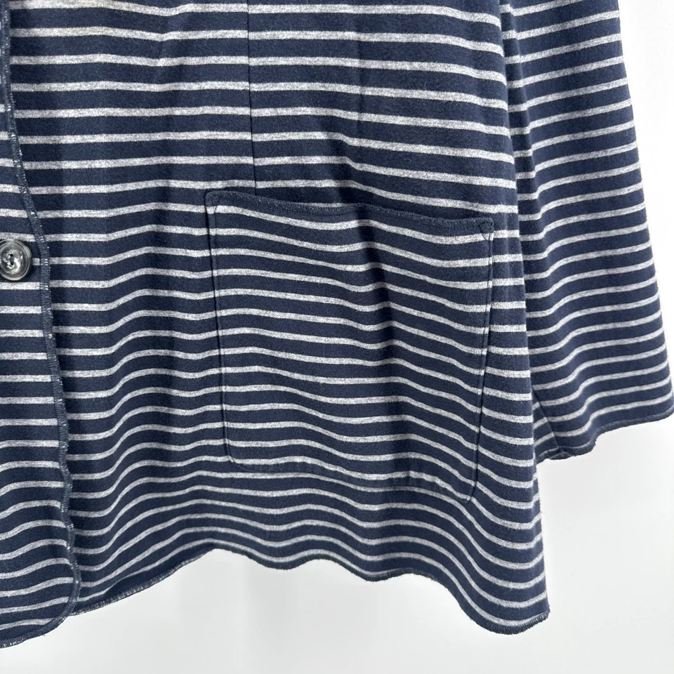 J. Jill Striped Navy Gray Cotton Blend Ponte Blazer Jacket Women's Plus Size 3X - Image 3 of 4